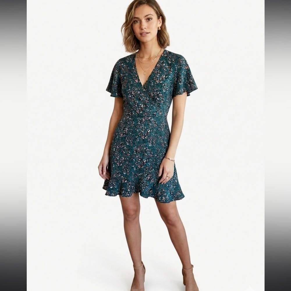 Sadie & Sage Midi Dress Teal and Pink Size XS Floral